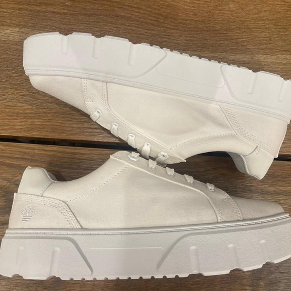 TIMBERLAND WOMEN'S LAUREL COURT LOW LACE SNEAKER WHITE CANVAS A5ZHG ALL SIZES - Picture 7 of 10